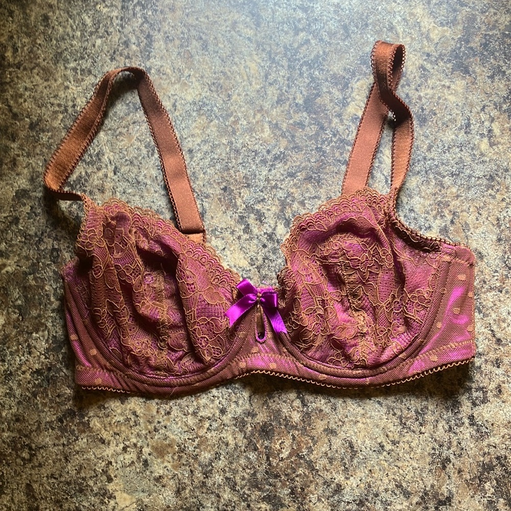 Parfait Lingerie Purple and Brown Gypsy Bra Sz 34D